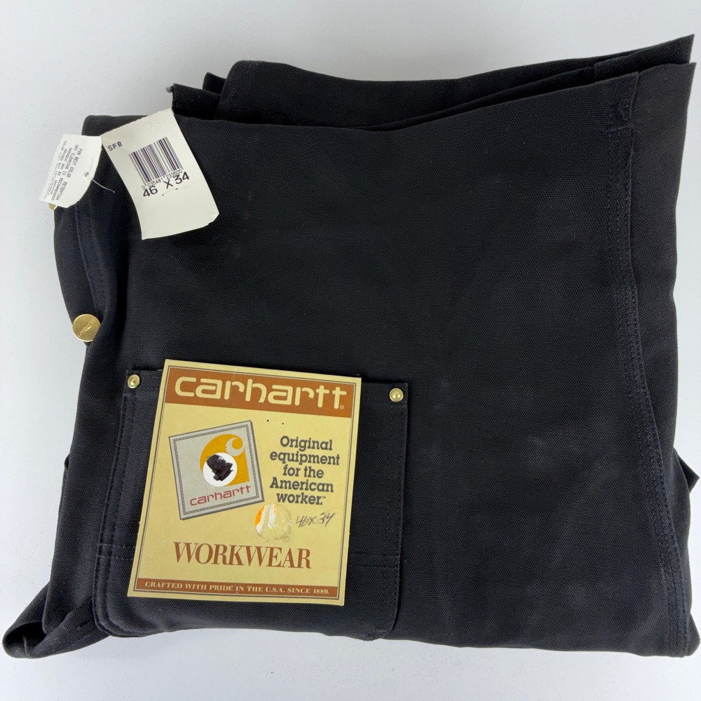 Carhartt Double Knees Duck Bibs Overalls Mens 46x34 5FB Black NWT NOS